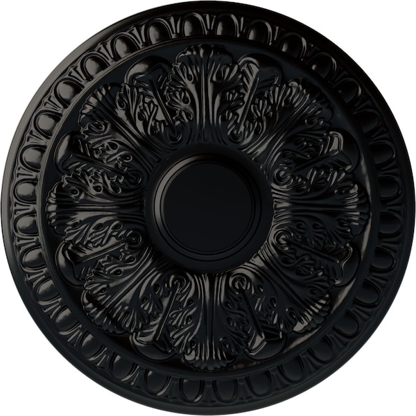 Ekena Millwork Colton Ceiling Medallion (Fits Canopies up to 4 3/4"), Hand-Painted Jet Black, 15 3/4"OD x 1 1/2"P CM15CNBLF - main
